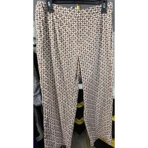 Talbots Women’s Floral Geometric Print Flat Front Capri Cropped Pants Brown Sz 8